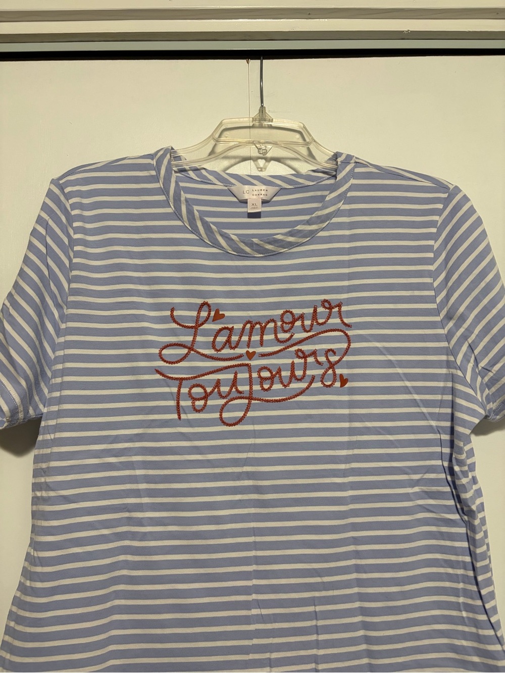 Lauren Conrad L'amour Toujours Striped Tee - Blue & White size xl